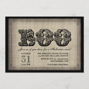 Invitation de la fête d'Halloween gothique BOO éff