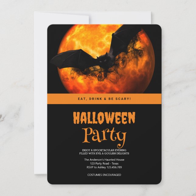 Invitation de la fête d'Halloween gothique chauve- (Devant)