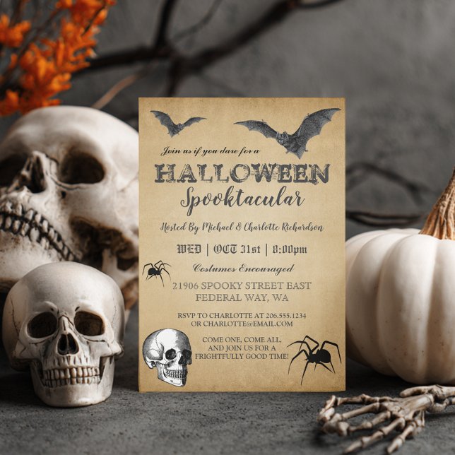 Invitation de la fête d'Halloween gothique vintage (Vintage Gothic Halloween Party Invitation)