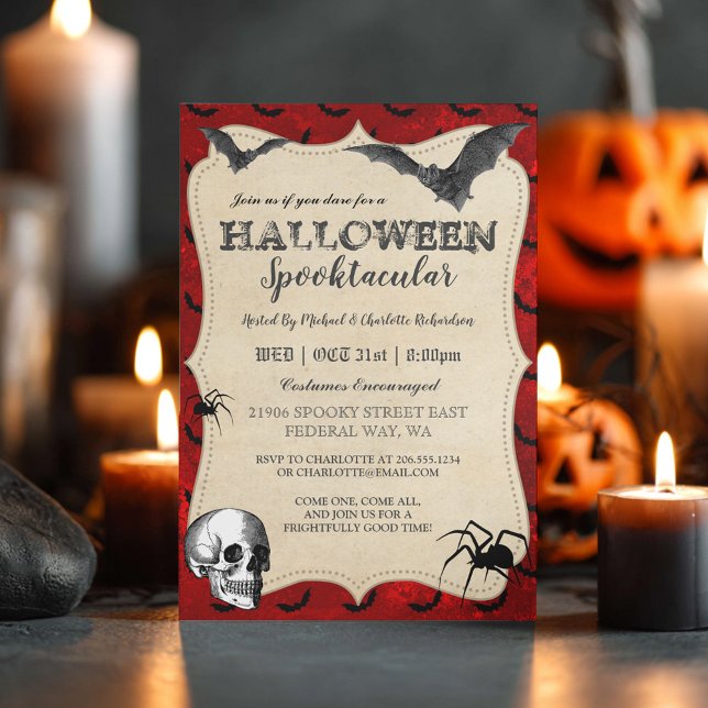 Invitation de la fête d'Halloween gothique vintage (Vintage Gothic Halloween Party Invitation)