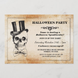 Invitation de la fête d'Halloween Hull Top Hat Bow