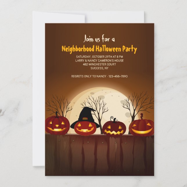 Invitation de la fête d'Halloween Jack-O-Lanterns (Devant)