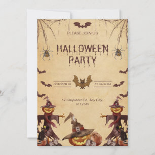 Invitation de la fête d'Halloween moderne Brown