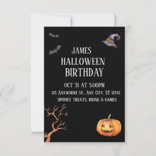 Invitation de la fête d'Halloween moderne noir