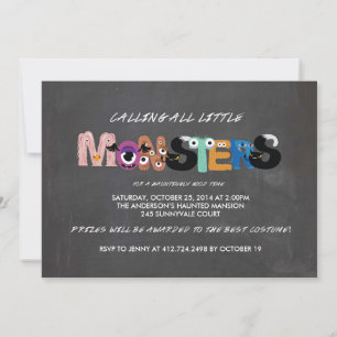 Invitation de la fête d'Halloween Monster pour enf
