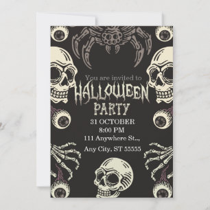 Invitation de la fête d'Halloween noir et blanc