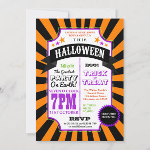 Invitation de la fête d'Halloween noir et orange