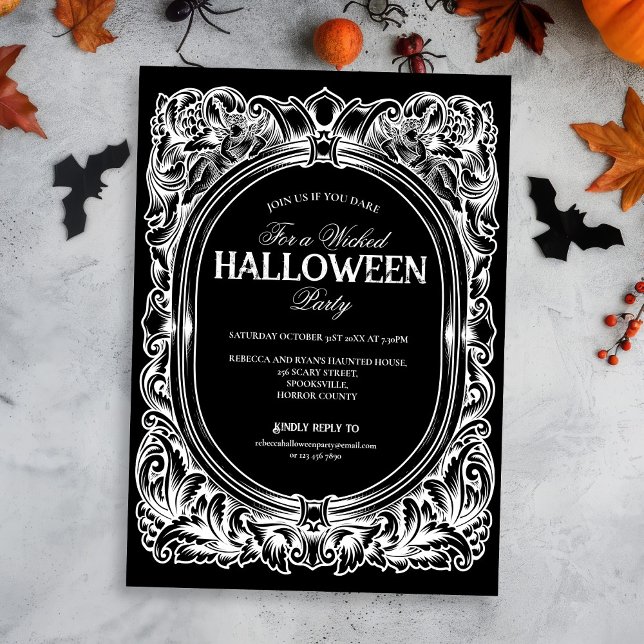 Invitation de la fête d'Halloween noir gothique (Créateur téléchargé)