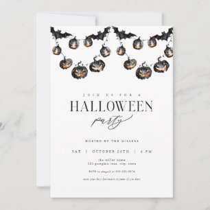 Invitation de la fête d'Halloween noir moderne