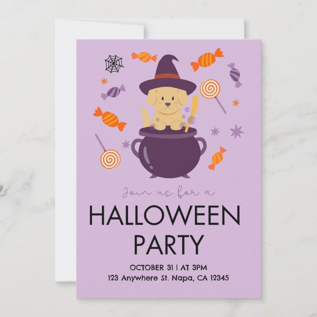 Invitation de la fête d'Halloween Orange et Lilac  (Devant)