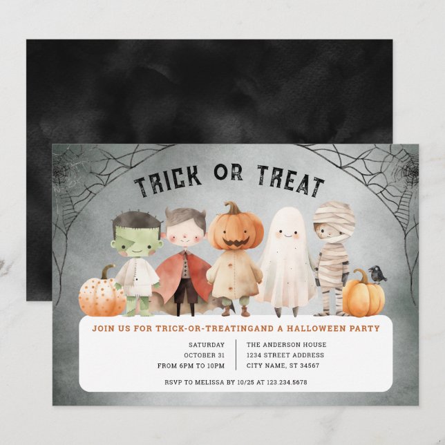 Invitation de la fête d'Halloween ou de la fête de (Devant / Derrière)