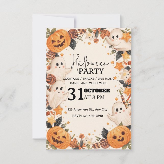 Invitation de la fête d'Halloween Pastel Cute - Ed (Devant)