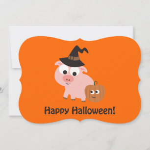 Invitation de la fête d'Halloween Pig Witch