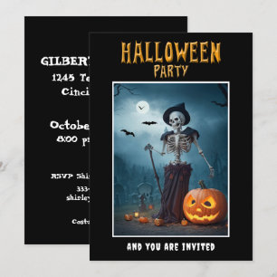 Invitation de la fête d'Halloween Skeleton et Citr
