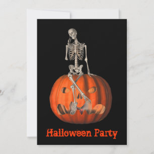 Invitation de la fête d'Halloween Skeleton Jack-o'