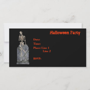 Invitation de la fête d'Halloween Skeleton Tombsto