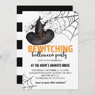 Invitation de la fête d'Halloween sorcière éffraya