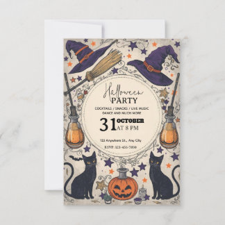 Invitation de la fête d'Halloween sorcière magique