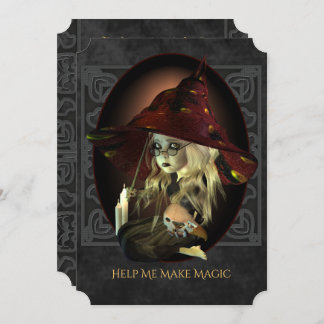 Invitation de la fête d'Halloween triste sorcière