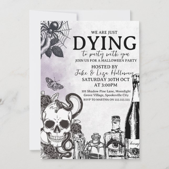 Invitation de la fête d'Halloween vintage (Devant)