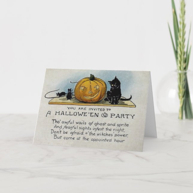 Invitation de la fête d'Halloween vintage (Devant)