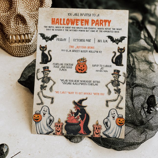 Invitation de la fête d'Halloween vintage Nostalgi (Créateur téléchargé)