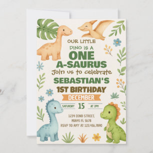 Invitation de la fête Dino modifiable