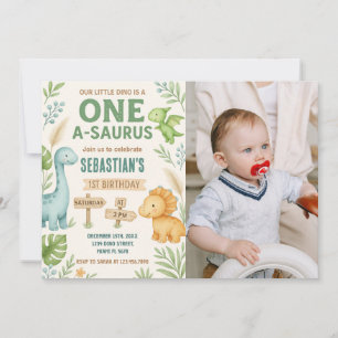 Invitation de la fête Dino modifiable avec photo