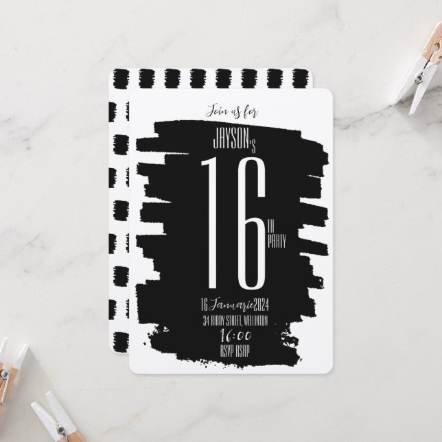 Invitation de la fête du 16e anniversaire moderne (Devant/Arrière en situation)