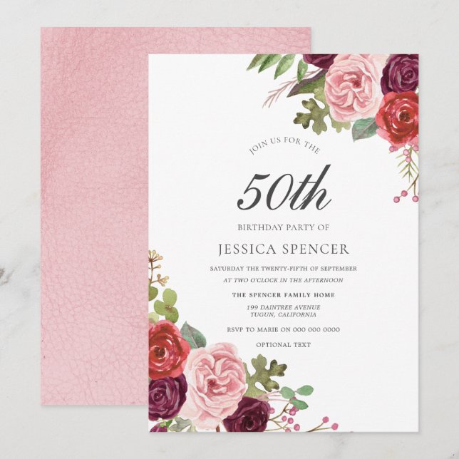 Invitation de la fête du 50e anniversaire des femm (Devant / Derrière)