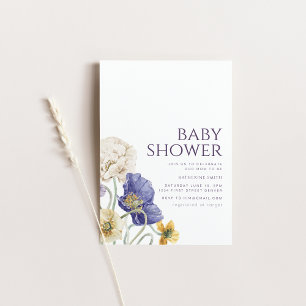 Invitation de la fête du Baby shower floral pourpr