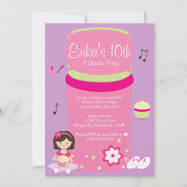 Invitation de la fête du bois d'oeuvre pour filles (Devant)