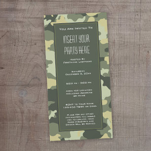 Invitation de la fête du camouflage militaire vert