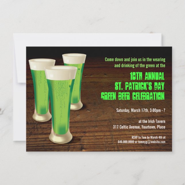 Invitation de la fête du Jour de la Saint Patrick  (Devant)