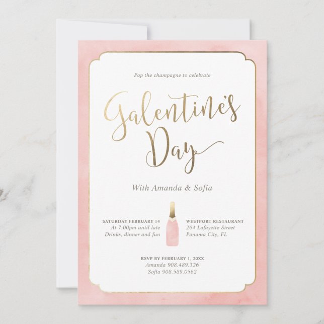 Invitation de la fête du jour des Galentines (Devant)
