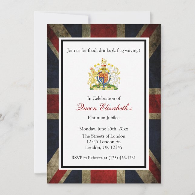 Invitation de la fête du jubilé de la reine en pla (Dos)