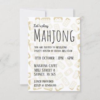 Invitation de la fête du Mahjong - tuiles blanches