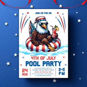 Invitation de la fête du pool modifiable, 4 juille