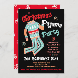 Invitation de la fête du pyjama de Noël