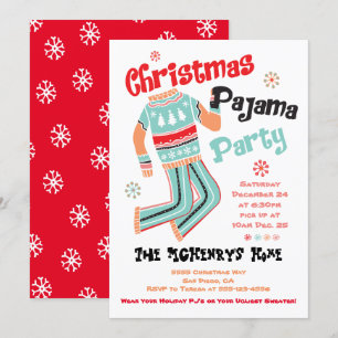 Invitation de la fête du pyjama de Noël