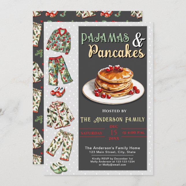 Invitation de la fête du pyjama et des crêpes (Devant / Derrière)