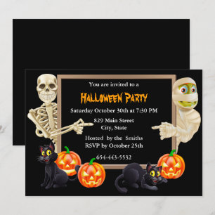Invitation de la fête du squelette d'Halloween mam