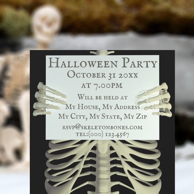 Invitation de la fête du squelette Éffrayant Hallo (Spooky skeleton invitations for all sorts of spooky occasions)