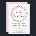 Invitation de la fête du Sweet sixteen de la couro<br><div class="desc">Invitation de fête d'anniversaire personnalisable avec une couronne d'aquarelle. D'autres couleurs sont disponibles.</div>