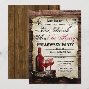Invitation de la fête du vin d'Halloween