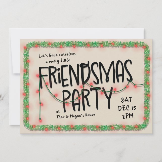 Invitation de la fête Friendsmas | Éclairages à co (Devant)
