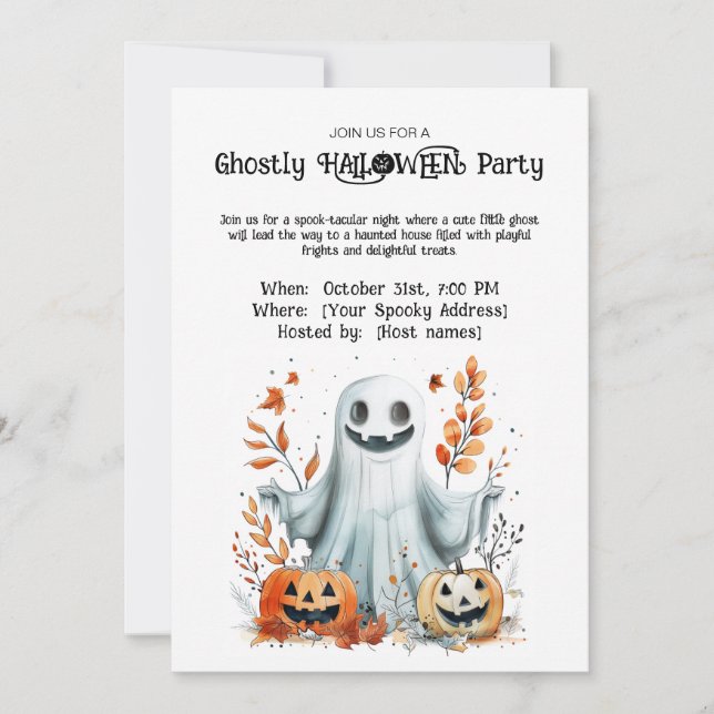 Invitation de la fête Ghoost HALLOWEEN (Devant)