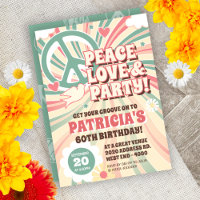 Invitation de la fête hippie des années 60