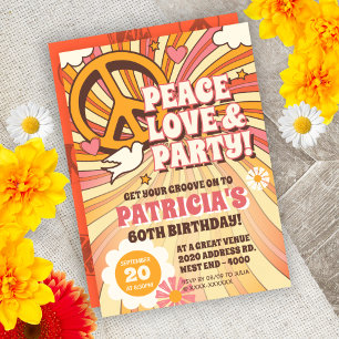 Invitation de la fête hippie des années 60