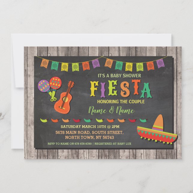 Invitation de la fête mexicaine de Fiesta Baby sho (Devant)